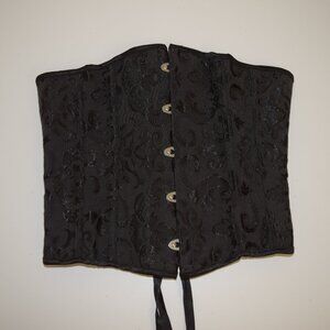 Women's Lace Up Boned Jacquard Brocade Waist Corset - Size Small :